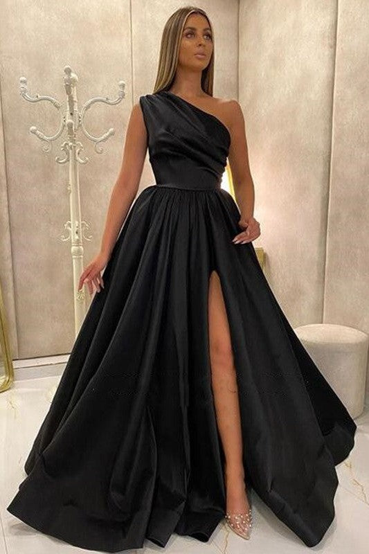 Glamorous Party Dress Ruffles One-Shoulder Sleeveless Prom Dress-ballbellauk