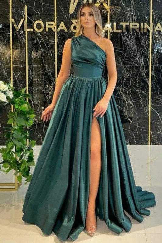 Glamorous Party Dress Ruffles One-Shoulder Sleeveless Prom Dress-ballbellauk