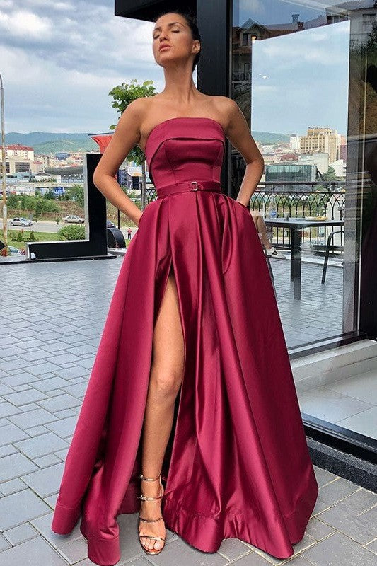 Glamorous Party Dress Ruffles Strapless Sleeveless Prom Dress-ballbellauk