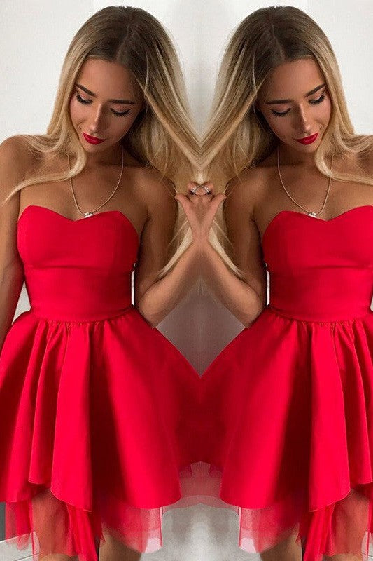 Glamorous Party Dress Ruffles Sweetheart Sleeveless Homecoming Dress-ballbellauk