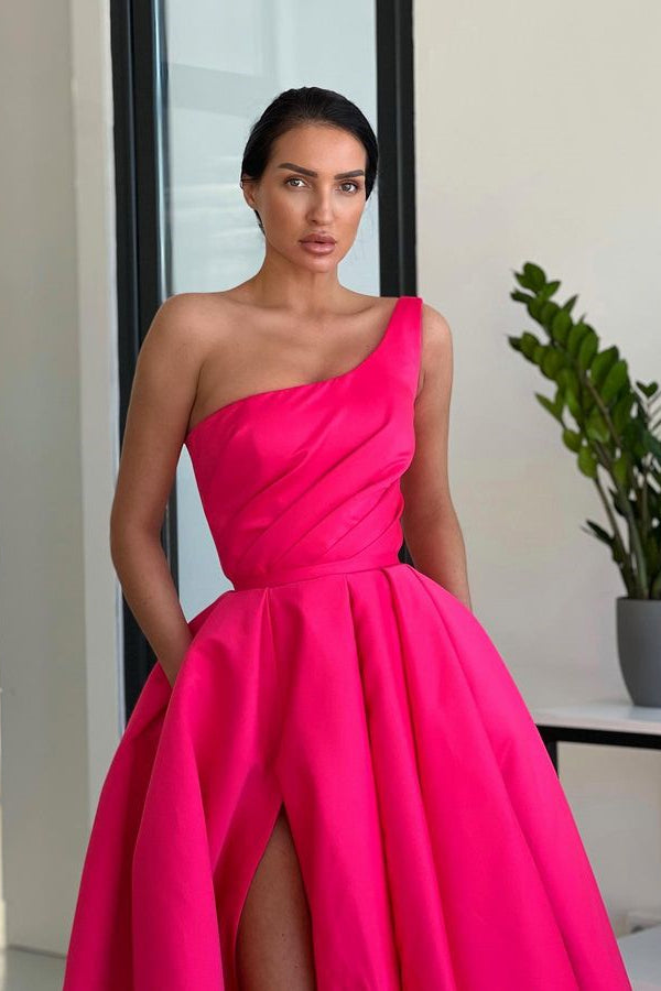 Glamorous Rose Pink A Line Evening Dress Simple-ballbellauk