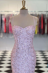 Glamorous Sweetheart Mermaid Prom Dress UK with Sequins and Spaghetti-Straps-ballbellauk