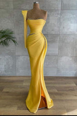 Glamorous Yellow Asymmetrical Prom Dress UK with Beading-ballbellauk