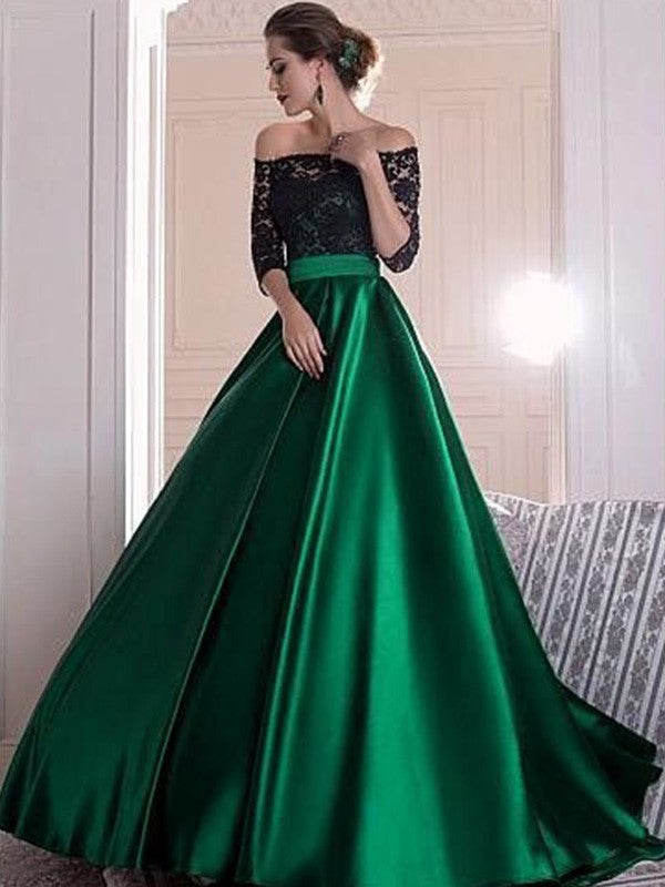 Gorgeous 3/4 Sleeves Lace Prom Dress Long Online-ballbellauk