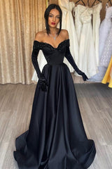 Gorgeous A Line Black Sweetheart Evening Dress With Appliques-ballbellauk