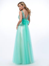 Gorgeous Bateau Beading Sleeveless Long Net Prom Dress-ballbellauk