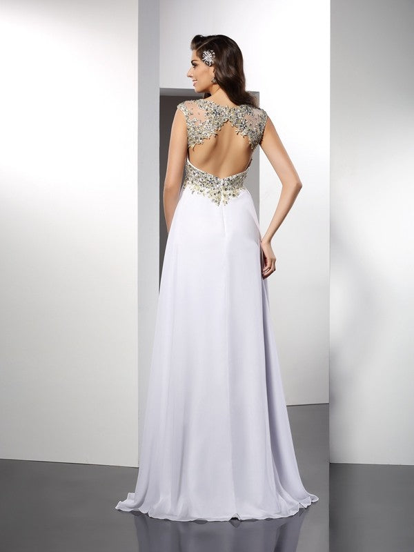 Gorgeous Bateau Ruffles Sleeveless Long Evening Dress Chiffon-ballbellauk