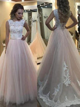 Gorgeous Bateau Sleeveless Lace Tulle Prom Dress-ballbellauk