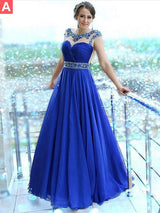 Gorgeous Bateau Sleeveless Long Beading Evening Dress Chiffon-ballbellauk