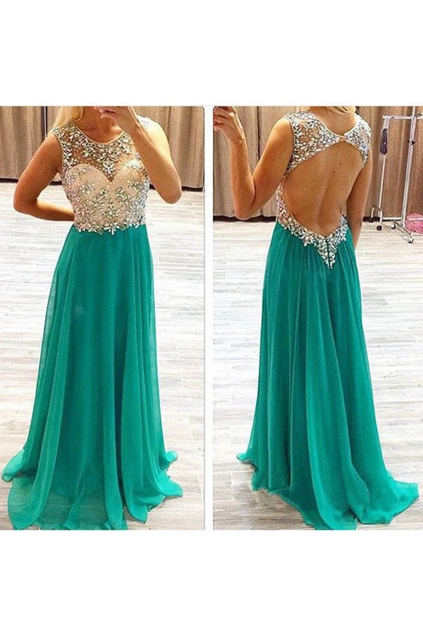 Gorgeous Beading Sleeveless Chiffon Prom Dress-ballbellauk