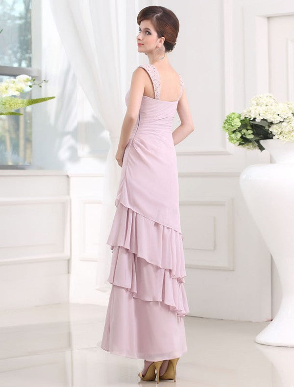 Gorgeous Beading Sleeveless Straps Layered Chiffon Long Prom Dress-ballbellauk