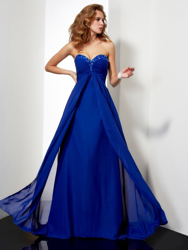 Gorgeous Beading Sleeveless Sweetheart weep/Brush Train Evening Dress Chiffon-ballbellauk