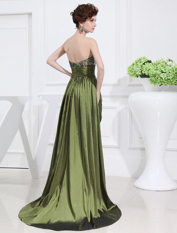 Gorgeous Beading Sweetheart Sleeveless Hi-Lo Evening Dress-ballbellauk