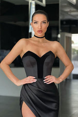 Gorgeous Black Sweetheart Evening Dresses Mermaid Long With Slit-ballbellauk