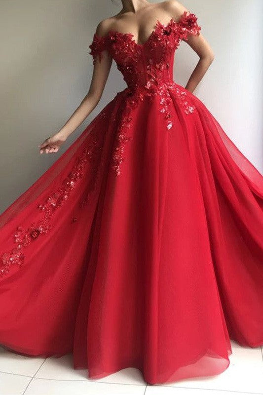 Gorgeous Chiffon Off-the-Shoulder Sleeveless With Appliques Long Prom Dress-ballbellauk