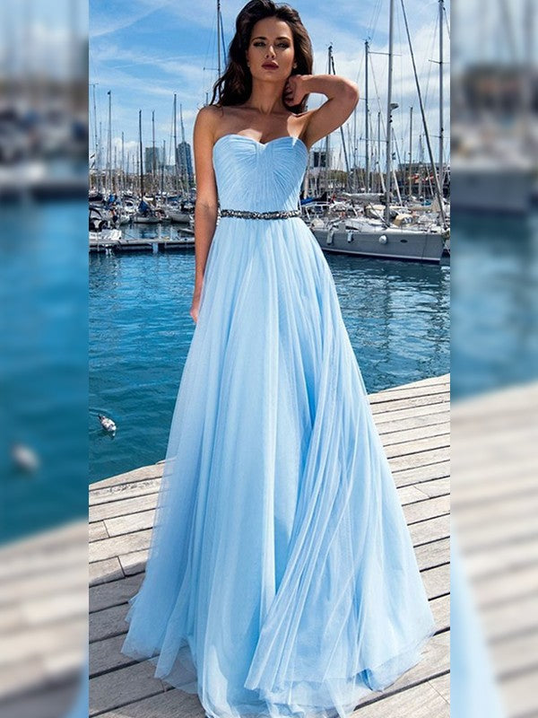 Gorgeous Chiffon Ruffles Sweetheart Sleeveless Long Prom Dress-ballbellauk