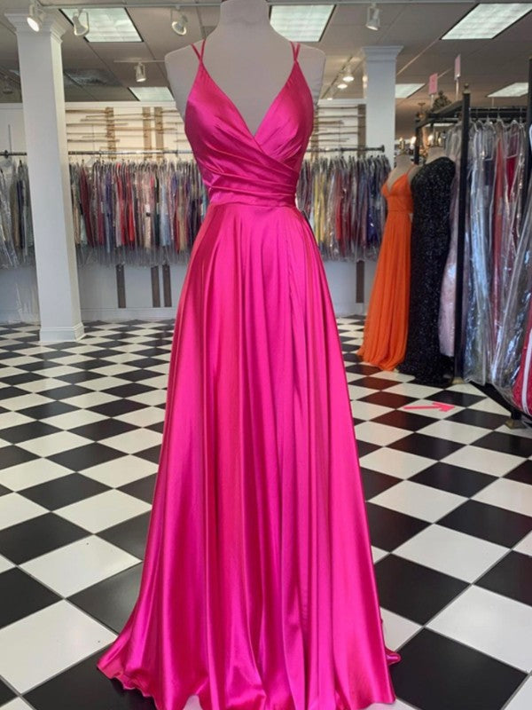 Gorgeous Elastic Woven Satin Ruffles V-neck Sleeveless Prom Dress-ballbellauk