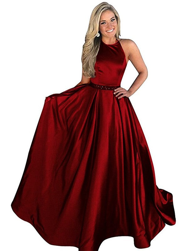 Gorgeous Halter Beading Prom Dress Long Online-ballbellauk