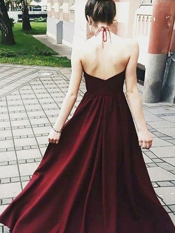 Gorgeous Halter Sleeveless Long With Appliques Elastic Woven Elegant Evening Dress-ballbellauk