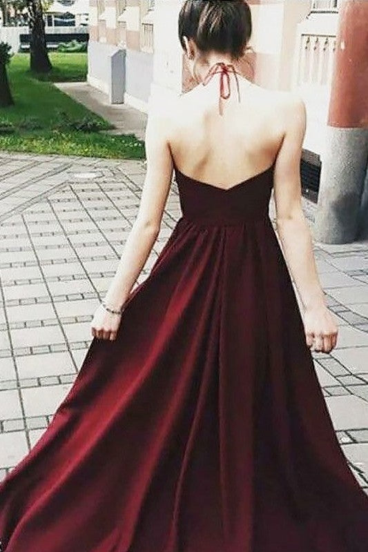 Gorgeous Halter Sleeveless Long With Appliques Elastic Woven Elegant Evening Dress-ballbellauk