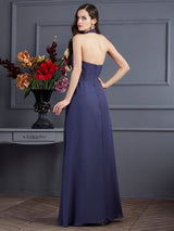 Gorgeous Halter Sleeveless Pleats Long Evening Dress Chiffon-ballbellauk