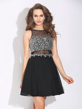 Gorgeous Jewel Beading Sleeveless Short Evening Dress Chiffon-ballbellauk