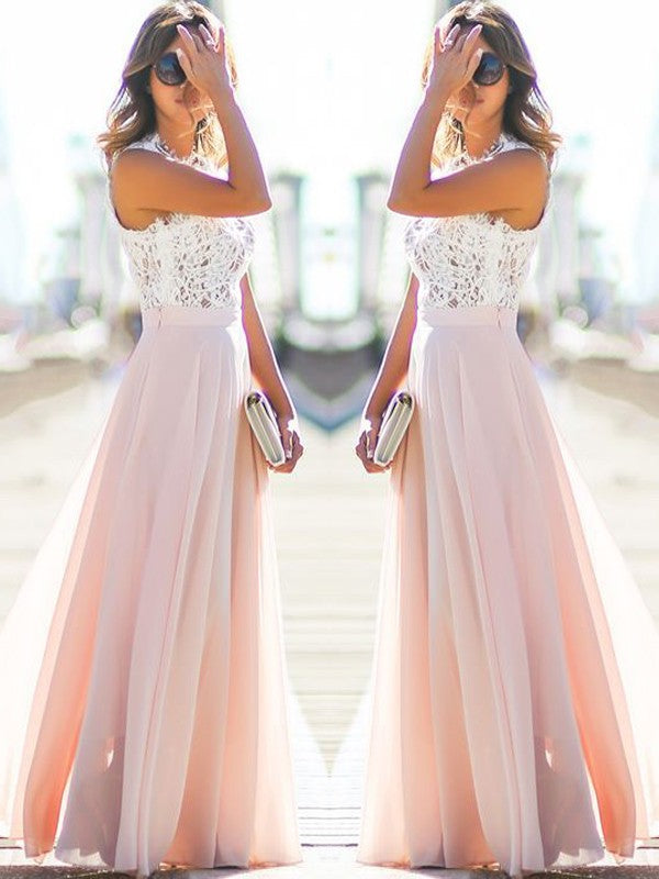 Gorgeous Jewel Sleeveless Long Lace Evening Dress Chiffon-ballbellauk