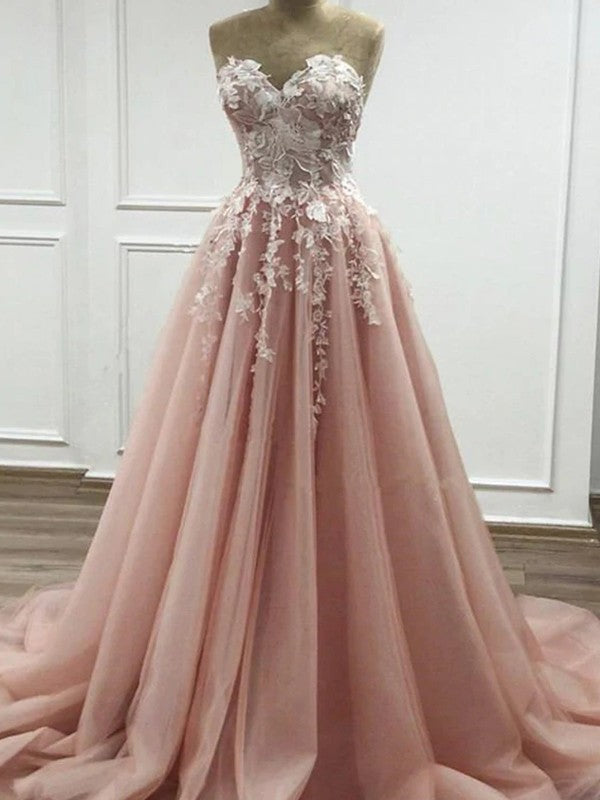 Gorgeous Lace With Appliques Sweetheart Sleeveless Prom Dress-ballbellauk