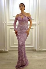 Gorgeous Lavender Prom Dress UK with Long Sleeves and Sequins-ballbellauk