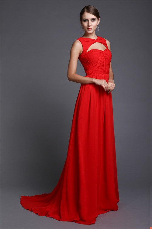 Gorgeous Long Sleeveless Ruffles Evening Dress Chiffon-ballbellauk