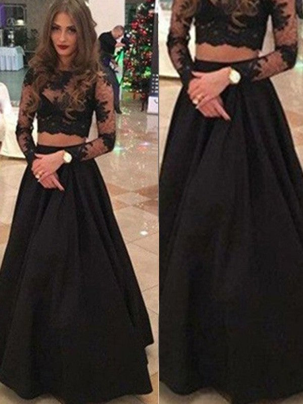 Gorgeous Long Sleeves Scoop Long Lace Prom Dress-ballbellauk