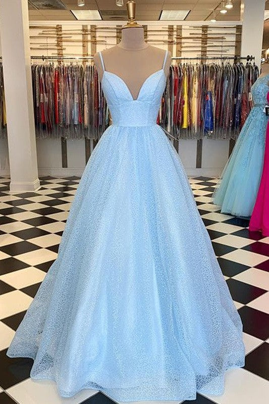 Gorgeous Long V-neck Sleeveless Tulle Ruffles Prom Dress-ballbellauk