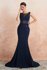 Gorgeous Navy Blue Sleeveless Prom Dress UK with Lace and Tassels Rhinestone-ballbellauk