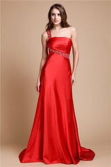 Gorgeous One Shoulder Beading Sleeveless Long Elastic Woven Elegant Evening Dress-ballbellauk