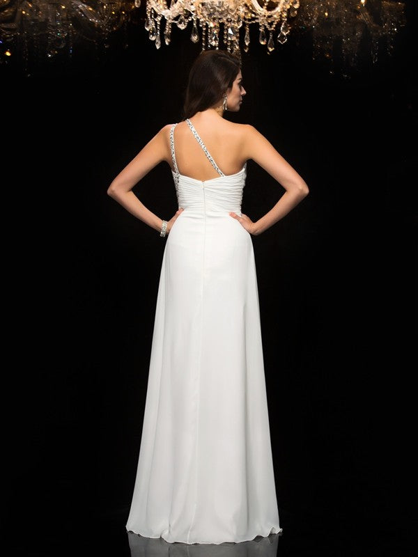 Gorgeous One-Shoulder Beading Sleeveless Long Evening Dress Chiffon-ballbellauk