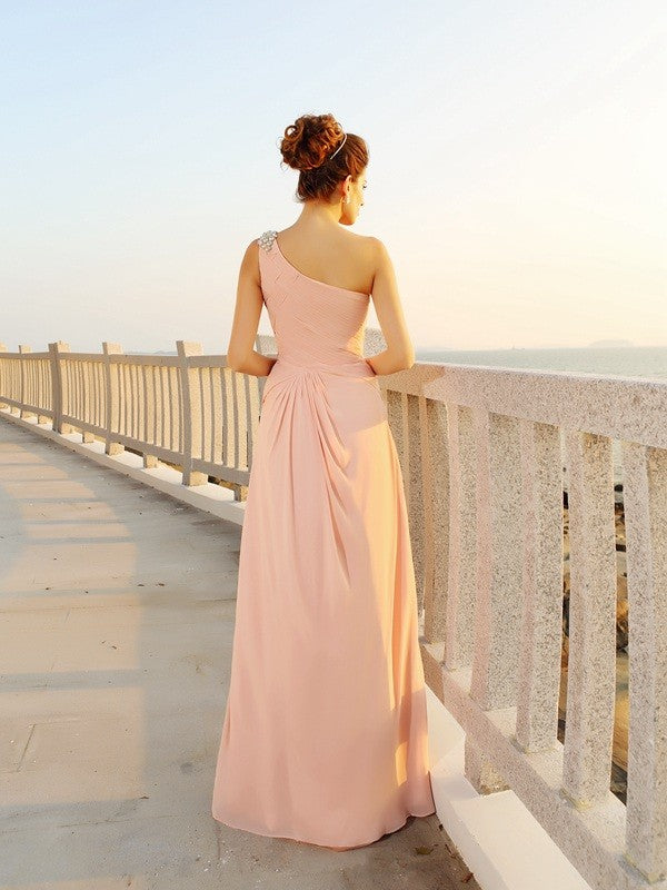 Gorgeous One-Shoulder Beading Sleeveless Long Evening Dress Chiffon-ballbellauk