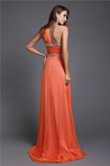 Gorgeous One-Shoulder Beading Sleeveless Long Evening Dress Chiffon-ballbellauk