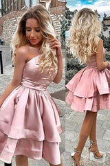 Gorgeous One-Shoulder Charmeuse Ruffles Sleeveless Homecoming Dress-ballbellauk