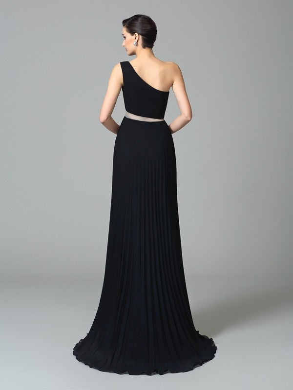 Gorgeous One-Shoulder Pleats Sleeveless Long Evening Dress Chiffon-ballbellauk