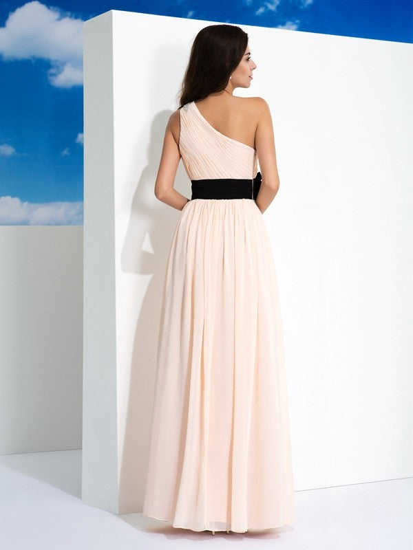 Gorgeous One-Shoulder Sleeveless Long Evening Dress Chiffon-ballbellauk