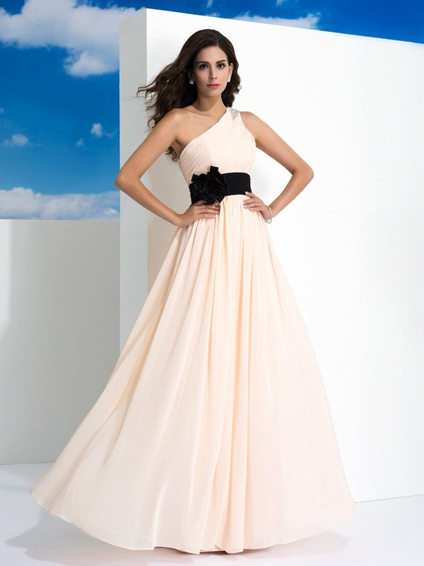 Gorgeous One-Shoulder Sleeveless Long Evening Dress Chiffon-ballbellauk