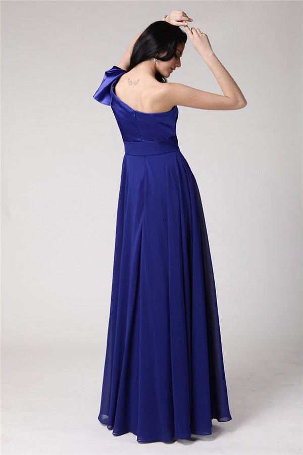 Gorgeous One-Shoulder Sleeveless Long Pleats Elastic Woven Satin Evening Dress Chiffon-ballbellauk