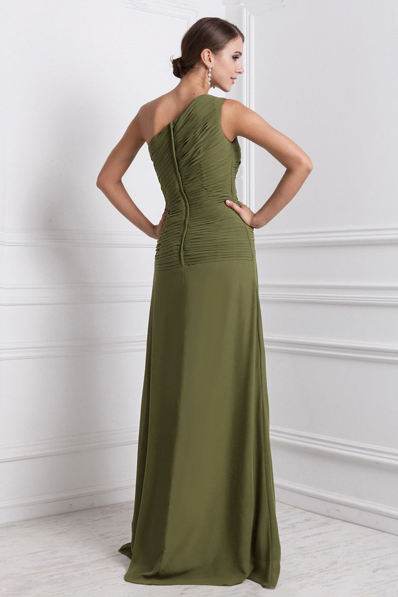 Gorgeous One-Shoulder Sleeveless Long Ruffles Evening Dress Chiffon-ballbellauk