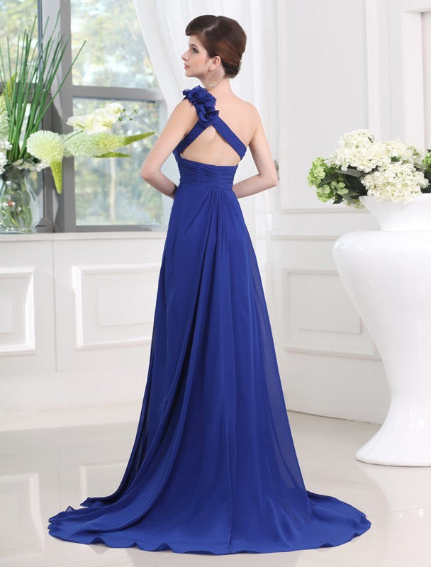 Gorgeous One-shoulder Sleeveless Pleats Long Evening Dress Chiffon-ballbellauk