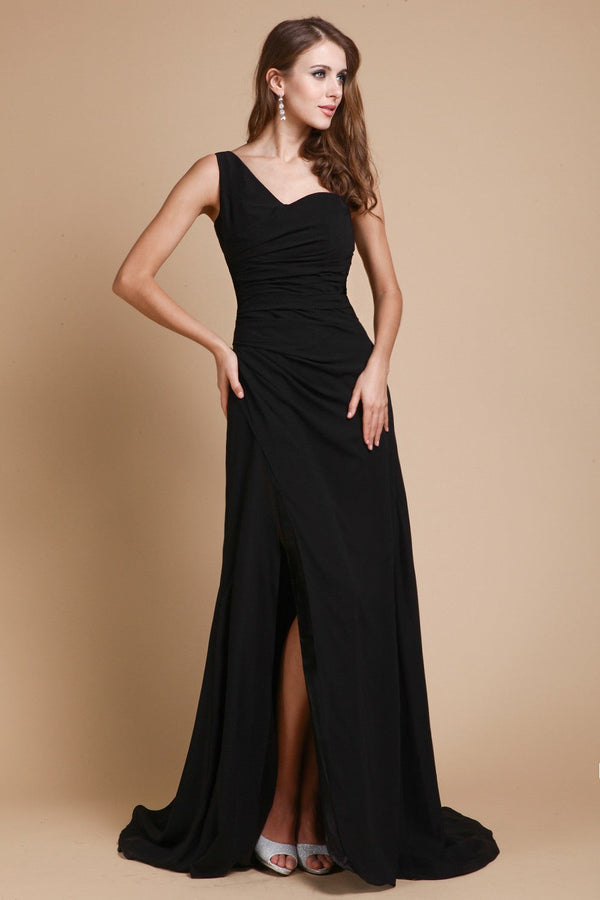 Gorgeous One-Shoulder Sleeveless Ruffles Long Evening Dress Chiffon-ballbellauk