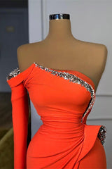 Gorgeous Orange Long Sleeves Sequins Mermaid Prom Dress UK-ballbellauk