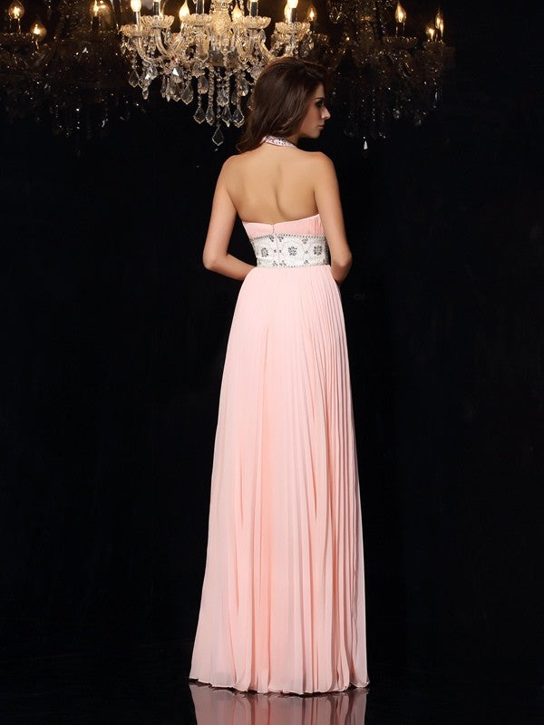 Gorgeous Pleats Sleeveless Long Evening Dress Chiffon-ballbellauk