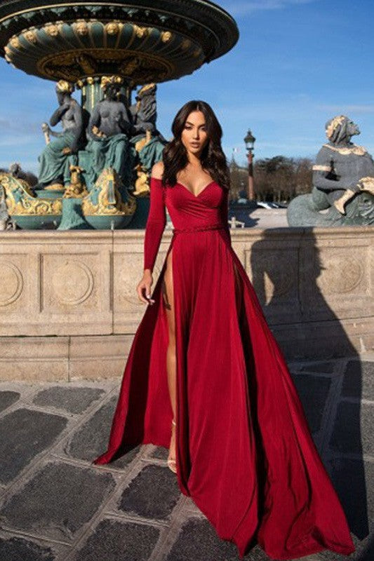 Gorgeous Ruched Sleeves Spandex Prom Dress-ballbellauk