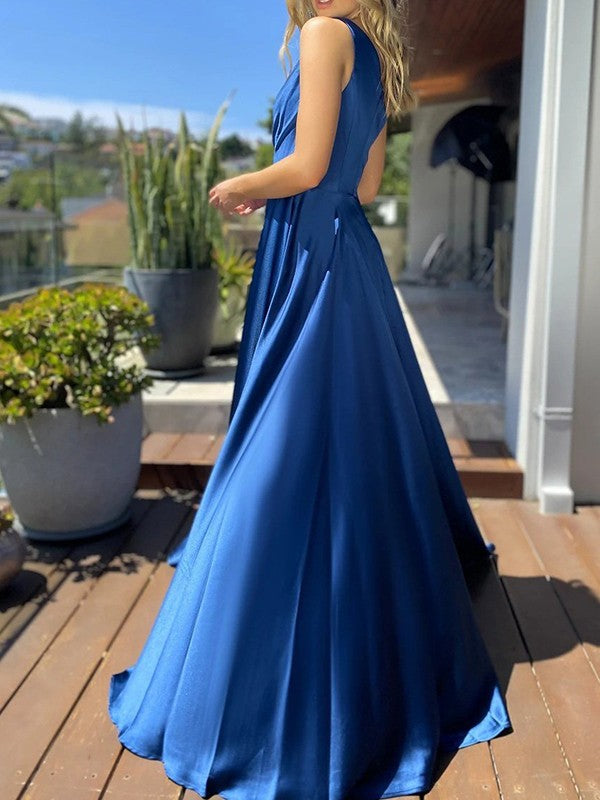 Gorgeous Ruffles One-Shoulder Sleeveless Prom Dress-ballbellauk