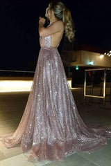 Gorgeous Ruffles Sequins V-neck Sleeveless Prom Dress-ballbellauk